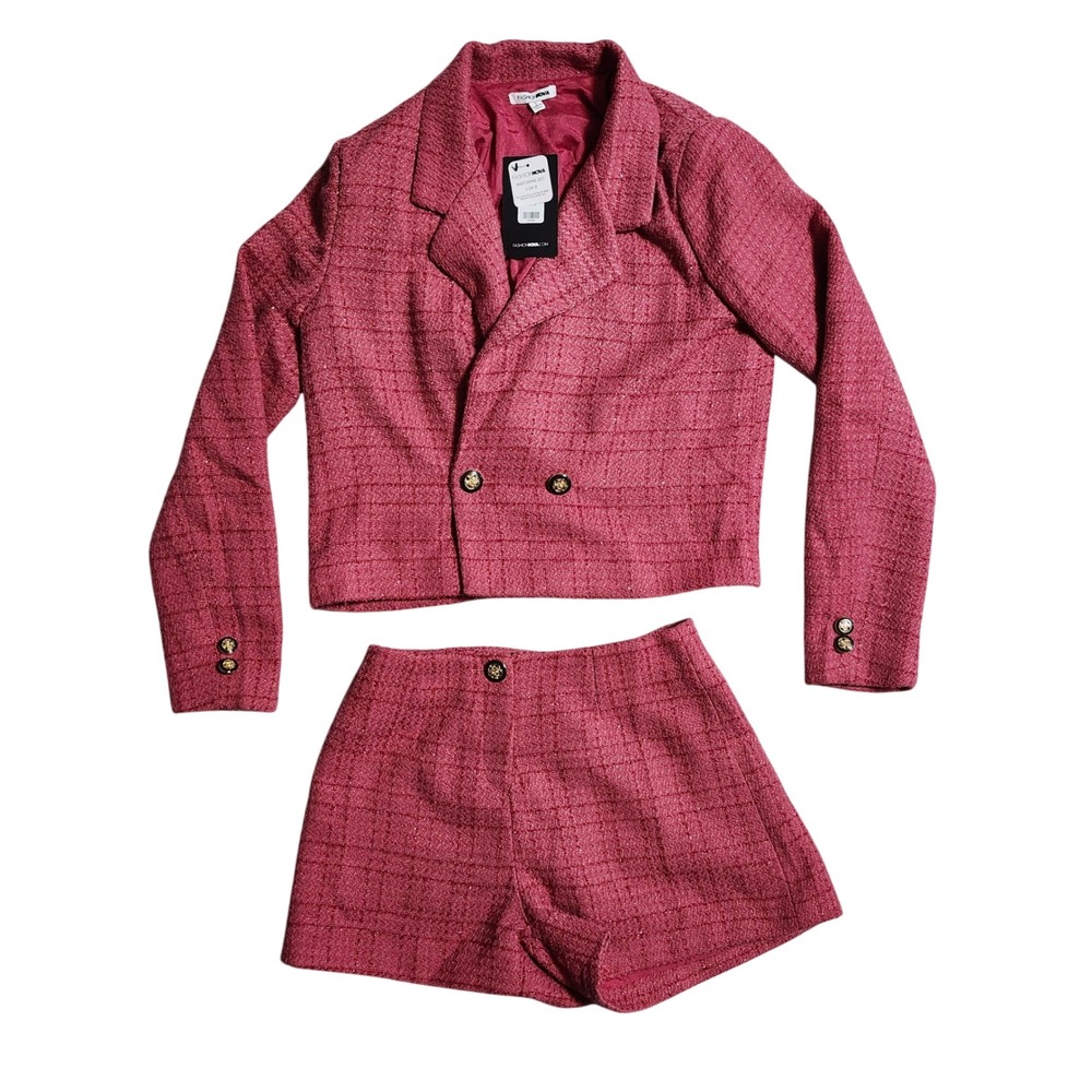 Fashion Nova Ellie Tweet Short Set Rose Pink Blazer Shorts 2 Piece NWT Small